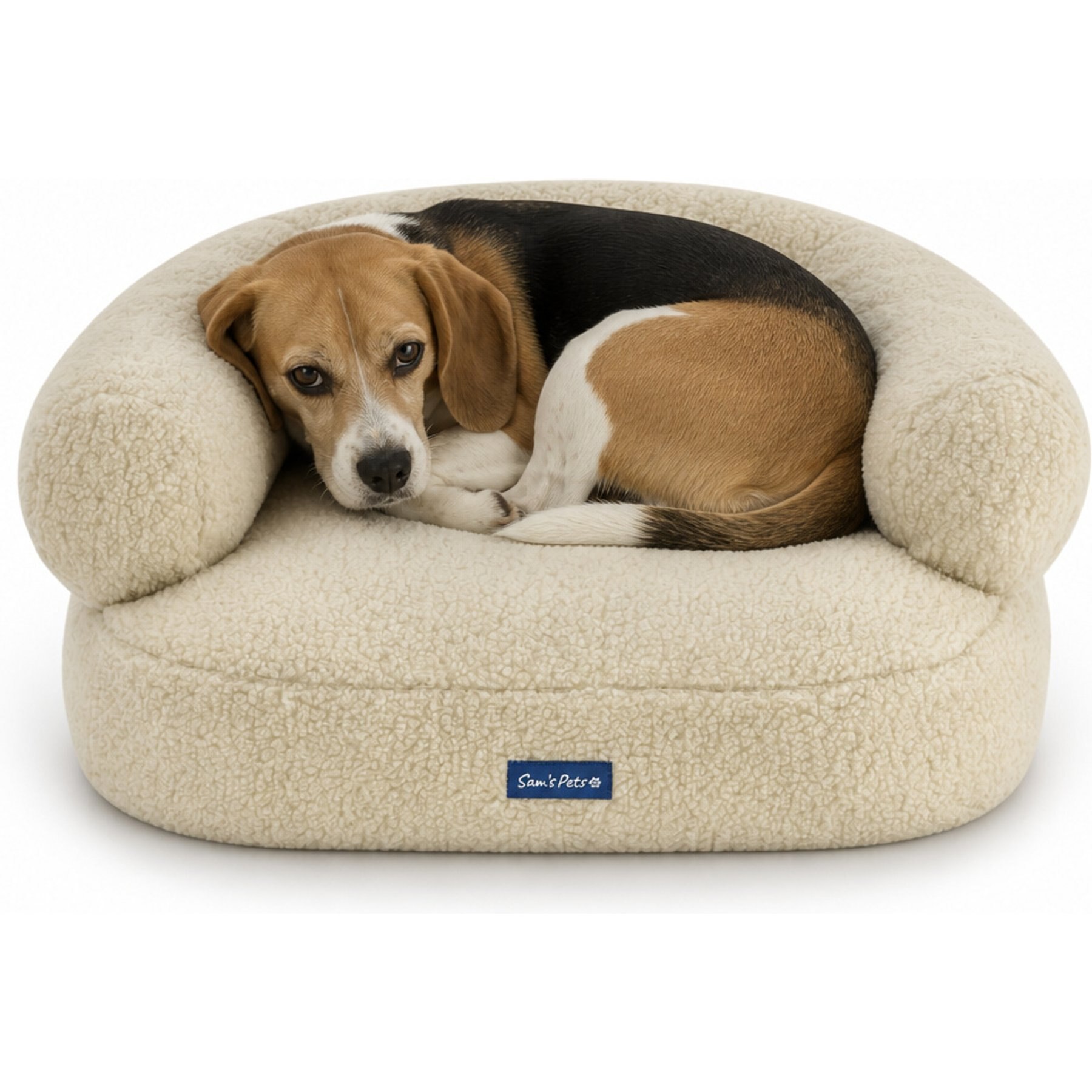 Sam's Pets Zoe Bolster Dog & Cat Bed, Beige, Medium