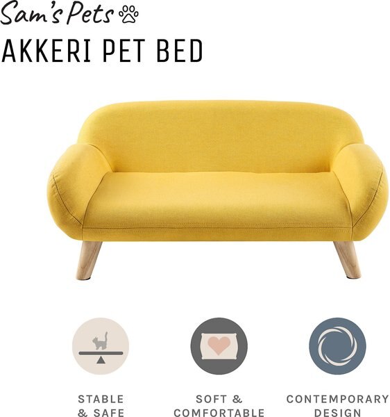 Sam's Pets Akkeri Plush Dog Couch, Yellow