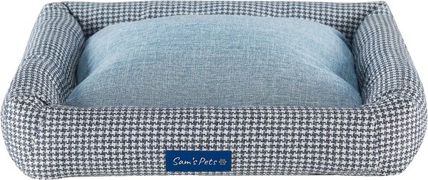 Show full view: Sam's Pets Arlo Bolster Plaid Dog Bed, Blue, Medium slide 4 of 10