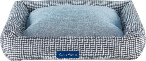 Show full view: Sam's Pets Arlo Bolster Plaid Dog Bed, Blue, Medium slide 4 of 10
