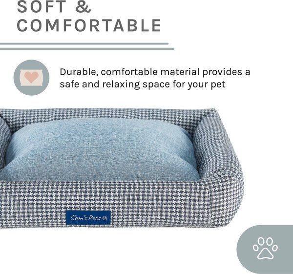 Show full view: Sam's Pets Arlo Bolster Plaid Dog Bed, Blue, Medium slide 7 of 10