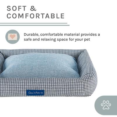 Show full view: Sam's Pets Arlo Bolster Plaid Dog Bed, Blue, Medium slide 7 of 10
