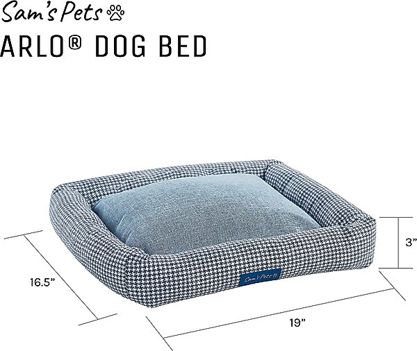 Show full view: Sam's Pets Arlo Bolster Plaid Dog Bed, Blue, Medium slide 9 of 10