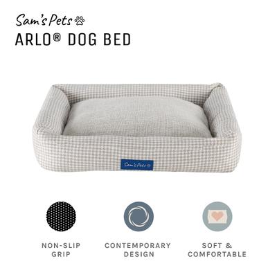 Show full view: Sam's Pets Arlo Bolster Plaid Dog Bed, Brown, Medium slide 3 of 10