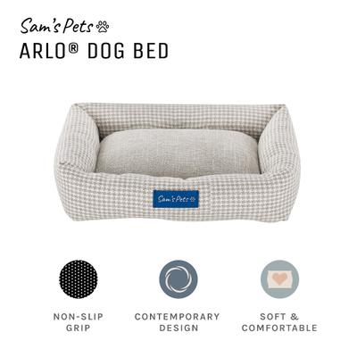 Show full view: Sam's Pets Arlo Bolster Plaid Dog Bed, Brown, Small slide 4 of 11