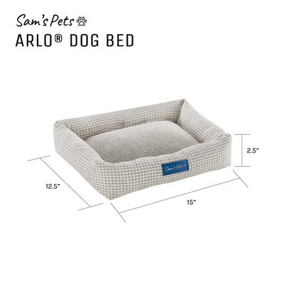 Show full view: Sam's Pets Arlo Bolster Plaid Dog Bed, Brown, Small slide 10 of 11