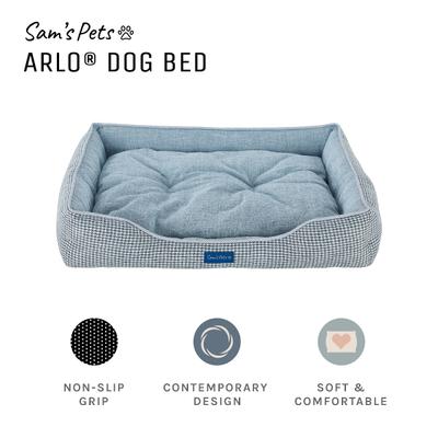 Show full view: Sam's Pets Arlo Plaid Dog Bed, Blue, Medium slide 4 of 11