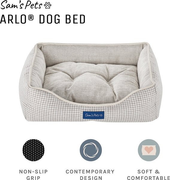 Show full view: Sam's Pets Arlo Plaid Dog Bed, Brown, X-Small slide 3 of 10