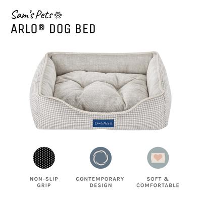 Show full view: Sam's Pets Arlo Plaid Dog Bed, Brown, X-Small slide 3 of 10