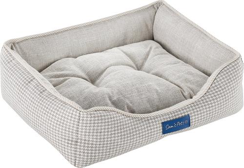 Show full view: Sam's Pets Arlo Plaid Dog Bed, Brown, X-Small slide 4 of 10
