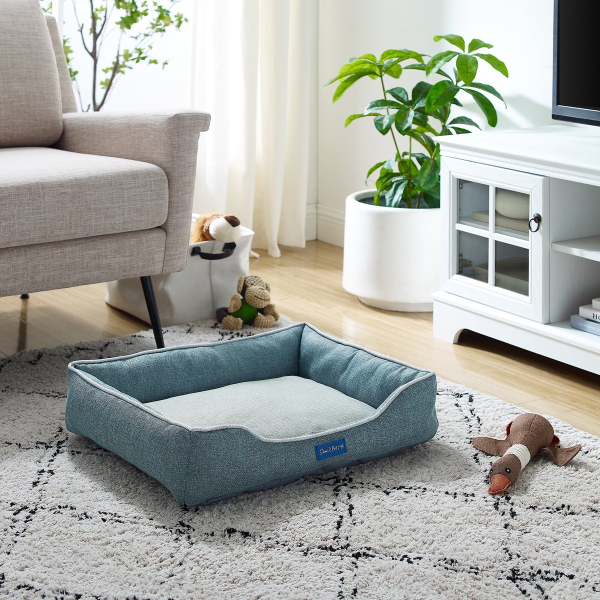 Sam's Pets Arthur Dog Bed, Teal, Small