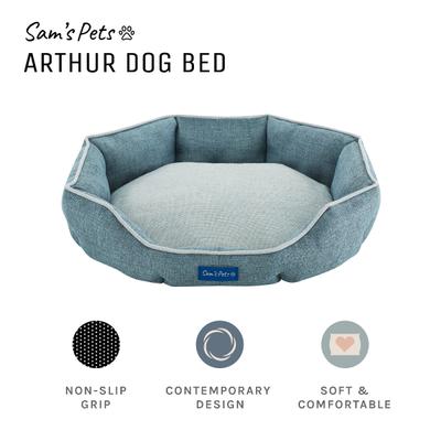 Show full view: Sam's Pets Arthur Hexagon Dog Bed, Teal, Medium slide 3 of 10
