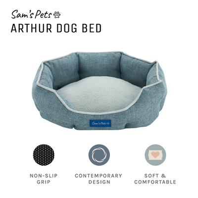 Show full view: Sam's Pets Arthur Hexagon Dog Bed, Teal, Small slide 3 of 10