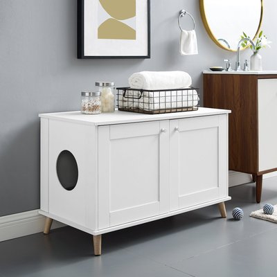 Sam's Pets Sam's Pets Becky 24.5-in Cat Tree End Table & Litter Box Enclosure, White