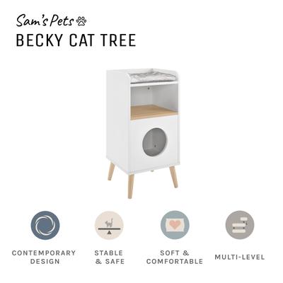 Show full view: Sam's Pets Becky 32-in Bookshelf Cat Tree, White slide 3 of 10