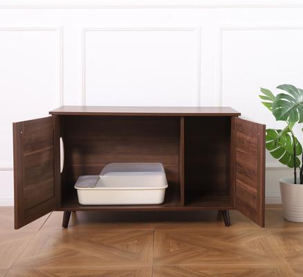 Show full view: Sam's Pets Becky Box Enclosure End Table Cat Litter, Brown, Medium slide 4 of 8