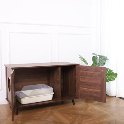 Show full view: Sam's Pets Becky Box Enclosure End Table Cat Litter, Brown, Medium slide 5 of 8