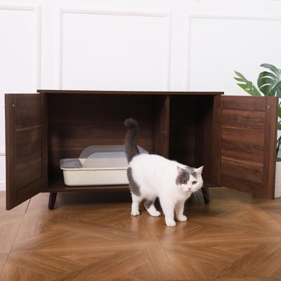 Show full view: Sam's Pets Becky Box Enclosure End Table Cat Litter, Brown, Medium slide 6 of 8
