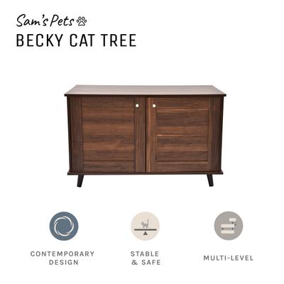 Show full view: Sam's Pets Becky Box Enclosure End Table Cat Litter, Brown, Medium slide 7 of 8