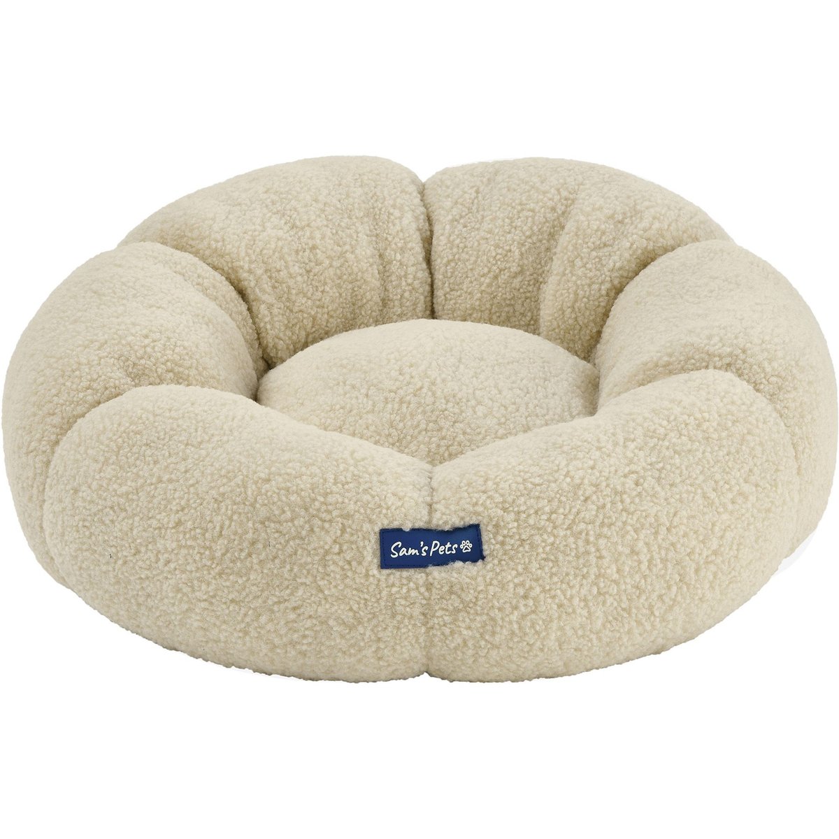 Sam's Pets Chloe Cuddler Bolster Dog & Cat Bed, Beige, Medium