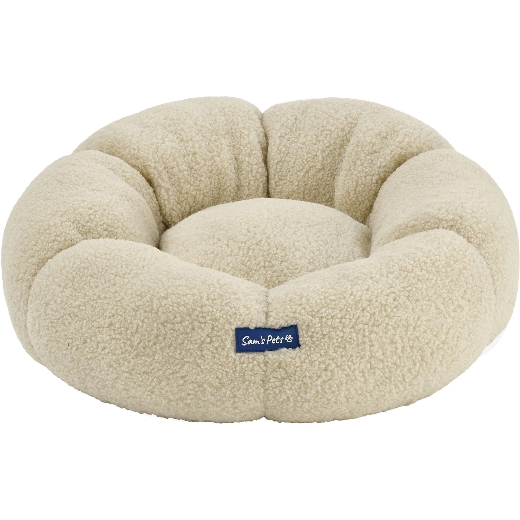 Sam's Pets Chloe Cuddler Bolster Dog & Cat Bed, Beige, Medium