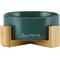 Show in main carousel: Sam's Pets Coco Single Ceramic Dog Bowl with Wood Stand, Green, Single slide 1 of 8