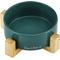 Show in main carousel: Sam's Pets Coco Single Ceramic Dog Bowl with Wood Stand, Green, Single slide 2 of 8