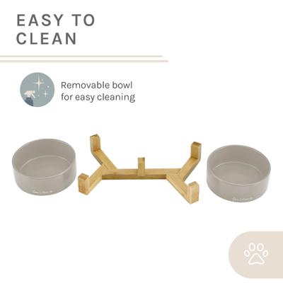 Show full view: Sam's Pets Coco Single Ceramic Dog Bowl with Wood Stand, Grey, Double slide 6 of 8