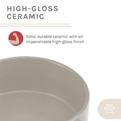 Show full view: Sam's Pets Coco Single Ceramic Dog Bowl with Wood Stand, Grey, Double slide 7 of 8