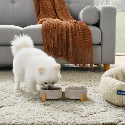 Show full view: Sam's Pets Coco Single Ceramic Dog Bowl with Wood Stand, Grey, Double slide 4 of 8
