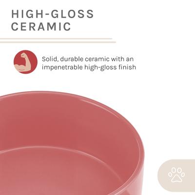 Show full view: Sam's Pets Coco Single Ceramic Dog Bowl with Wood Stand, Pink, Double slide 7 of 8