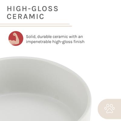 Show full view: Sam's Pets Coco Single Ceramic Dog Bowl with Wood Stand, White, Double slide 7 of 8