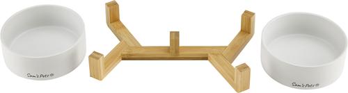 Show full view: Sam's Pets Coco Single Ceramic Dog Bowl with Wood Stand, White, Double slide 3 of 8