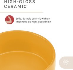 Sam's Pets Coco Single Ceramic Dog Bowl with Wood Stand, Yellow, Single slide 2 of 8