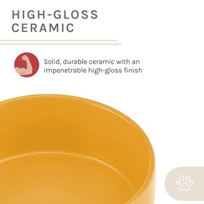 Show full view: Sam's Pets Coco Single Ceramic Dog Bowl with Wood Stand, Yellow, Single slide 7 of 8