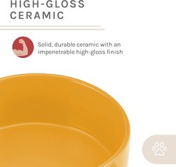 Sam's Pets Coco Single Ceramic Dog Bowl with Wood Stand, Yellow, Double slide 2 of 8