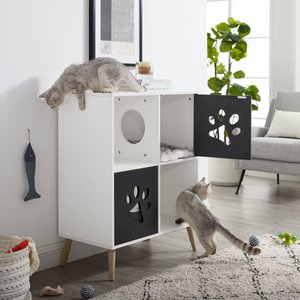 Sam's Pets Convertible 45-in Shelf with Drawer Cat Tree, Black & White