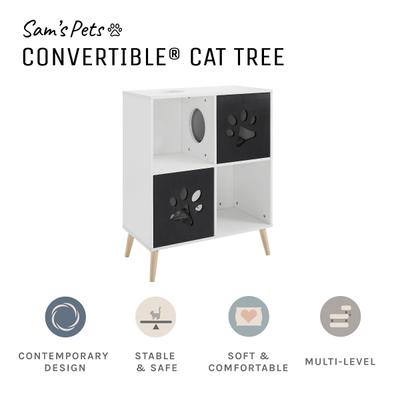 Show full view: Sam's Pets Convertible 37-in End-Table Shelf Cat Tree, Black & White slide 3 of 9