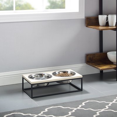 Sam's Pets Sam's Pets Dan Single Wood & Stainless Steel Dog Bowl, Large