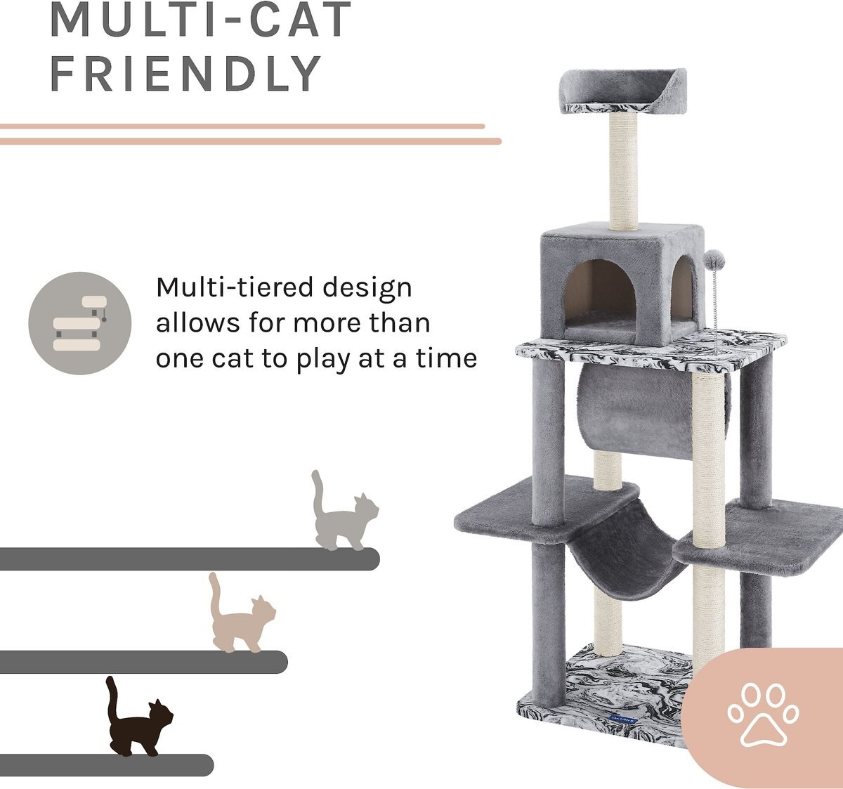Sam's Pets Dazzle 59-in Cat Scratching Tree, Gray