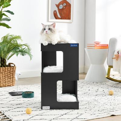 Show full view: Sam's Pets Escher 23.5-in Faux Fur Cat Tree & Condo, Black slide 3 of 10