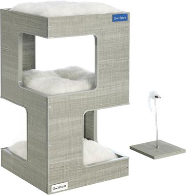 Show full view: Sam's Pets Escher 23.5-in Faux Fur Cat Tree & Condo, Grey slide 2 of 10