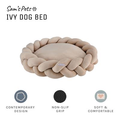 Show full view: Sam's Pets Ivy Bolster Dog & Cat Bed, Beige, Medium slide 5 of 9