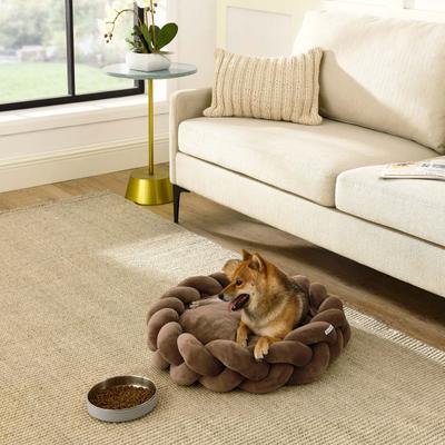 Show full view: Sam's Pets Ivy Bolster Dog & Cat Bed, Brown, Small slide 4 of 9