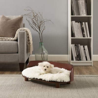 Sam's Pets Sam's Pets Kuai Bent Wood Faux Fur Dog Bed, Dark Brown, Medium