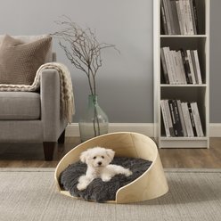 Sam's Pets Kuai Bent Wood Faux Fur Dog Bed, Light Brown, Small
