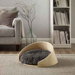 Sam's Pets Kuai Bent Wood Faux Fur Dog Bed, Light Brown, Small slide 2 of 9