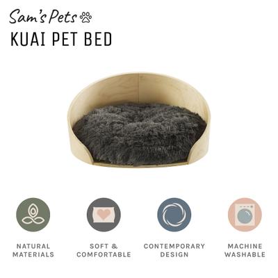 Show full view: Sam's Pets Kuai Bent Wood Faux Fur Dog Bed, Light Brown, Small slide 3 of 9