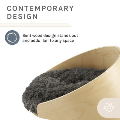 Show full view: Sam's Pets Kuai Bent Wood Faux Fur Dog Bed, Light Brown, Small slide 4 of 9