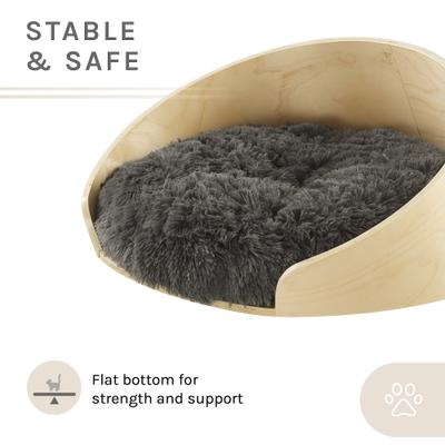 Show full view: Sam's Pets Kuai Bent Wood Faux Fur Dog Bed, Light Brown, Small slide 6 of 9